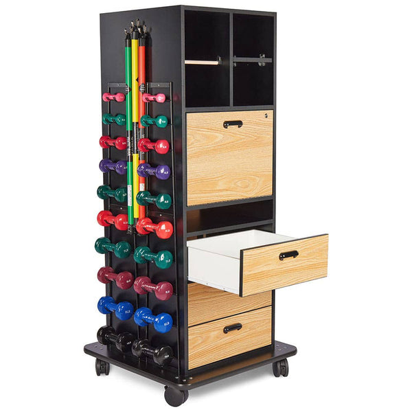 Hausmann-5562-100 Accessorized Multi-Purpose Weight Rack with Drawer Storage and Drop Down Work Counter