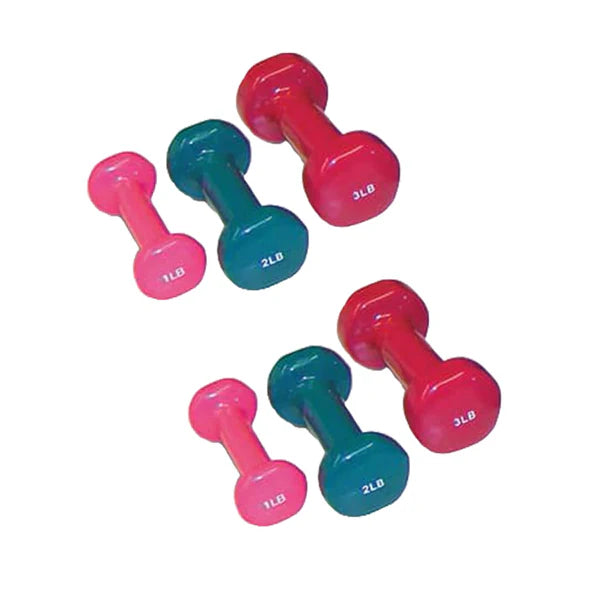 Hausmann-5502 Set of 6 Vinyl Dumbbells (2/Each - 1, 2, 3 lb)