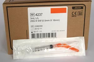 ICU Medical-4238-Needle, Safety, Hypodermic, 25G x 1", 3ml Luer Lock Syringe, Hub Color Orange, 50/bx, 8 bx/cs (US Only)