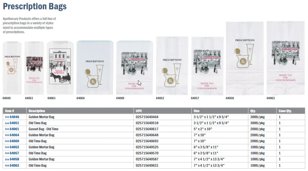 Apothecary Products Prescription Bags