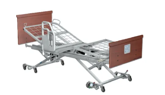 Span America hospital bed with adjustable height and safety rails