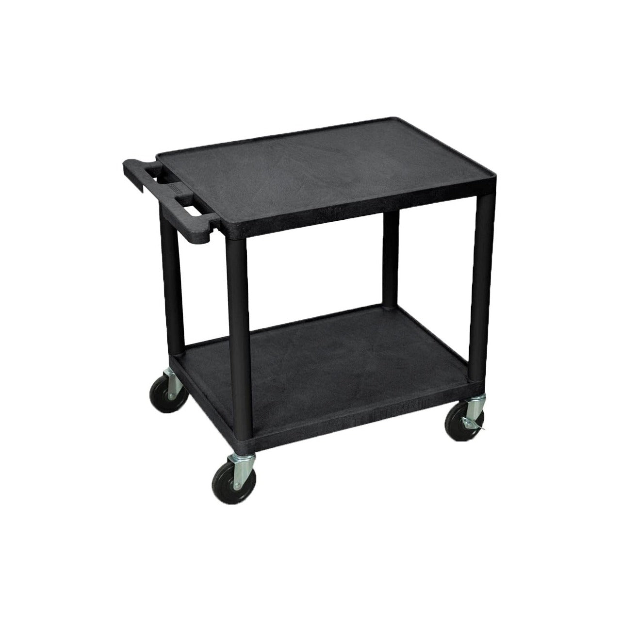 Luxor-LP26-B 26 Inch High AV Cart - Two Shelves - 4 Inch Casters/Two Locking - 300lb Weight Capacity - Black