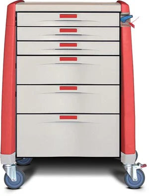 Capsa Healthcare Avalo Standard Medical Cart with Auto Relock, 3" Drawer, Three 6" Drawers, and 10" Drawer