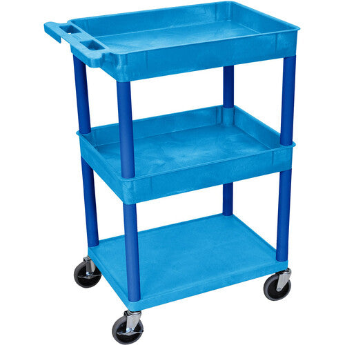 Luxor-BUSTC112BU 3 Shelf Blue Tub Cart