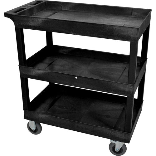 Luxor-EC111SP5-B 32 x 18" Three-Shelf Utility Cart with 5" Caster Wheels