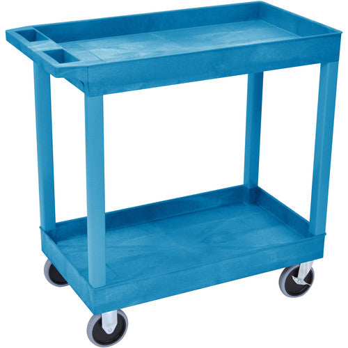 Luxor-EC11HD-BU 32 x 18" Tub Cart with Two Shelves (Plastic, Blue)