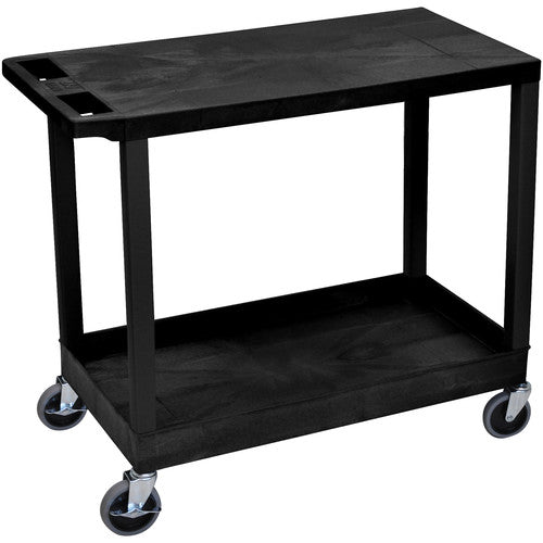 Luxor 18x32" Utility Cart with 1 Flat and 1 Tub Shelves (Gray)