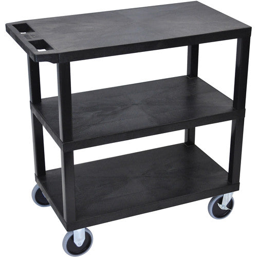 Luxor 18 x 32" Three-Shelf Plastic Heavy Duty Utility Cart