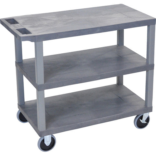 Luxor 18 x 32" Three-Shelf Plastic Heavy Duty Utility Cart