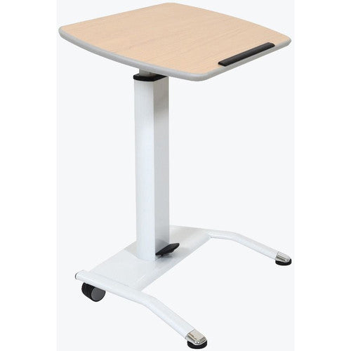 Luxor-LX-PNADJ-LW Pneumatic Height-Adjustable Lectern / Mobile Standing Desk (Light Wood)