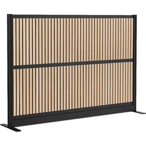 Luxor-MW-7048-WB Grove Modular Wall with Wood Slats and Black Frame (70 x 48")