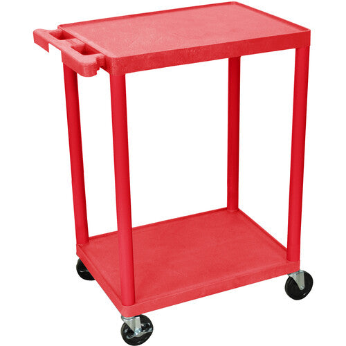 Luxor-RDSTC22RD Flat Shelf Cart - Two Shelves (Red)