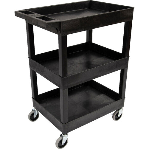 Luxor-SEC111HD-B 24 x 18" 3-Shelf Plastic Utility Cart (Black)