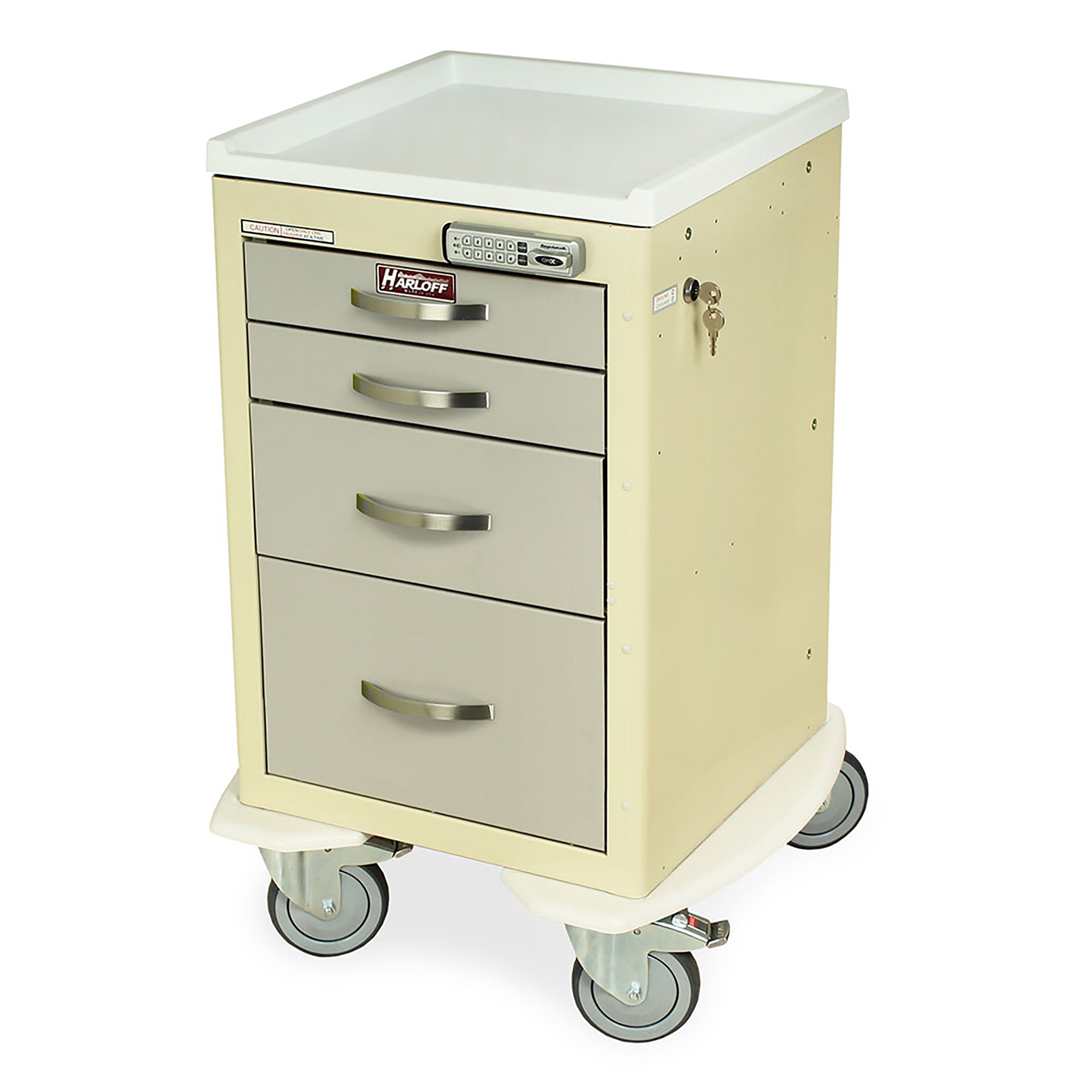 Harloff-MDS1821E14 M-Series X-Short Procedure Cart, Mini Width, Four Drawers, E-Lock