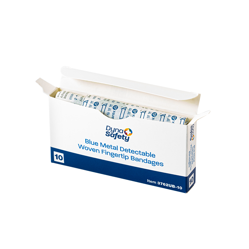 Dynarex 3762UB-10BlueMetalDetectableWovenBandageFingertip(10),50/10/cs