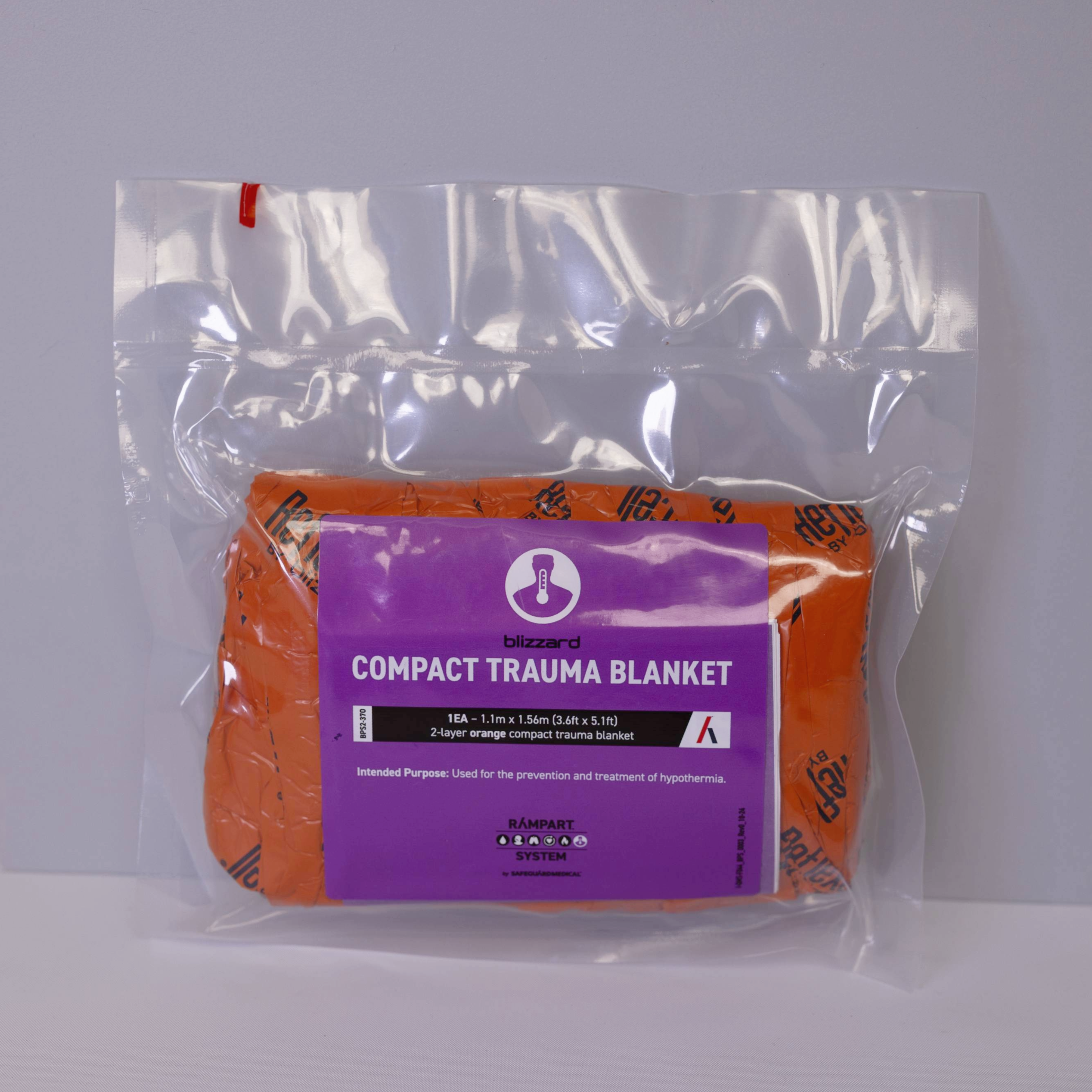 Safeguard Medical-BPS2-37-O Blizzard Compact Trauma Blanket, Small - Orange (2-layer) (50/case)