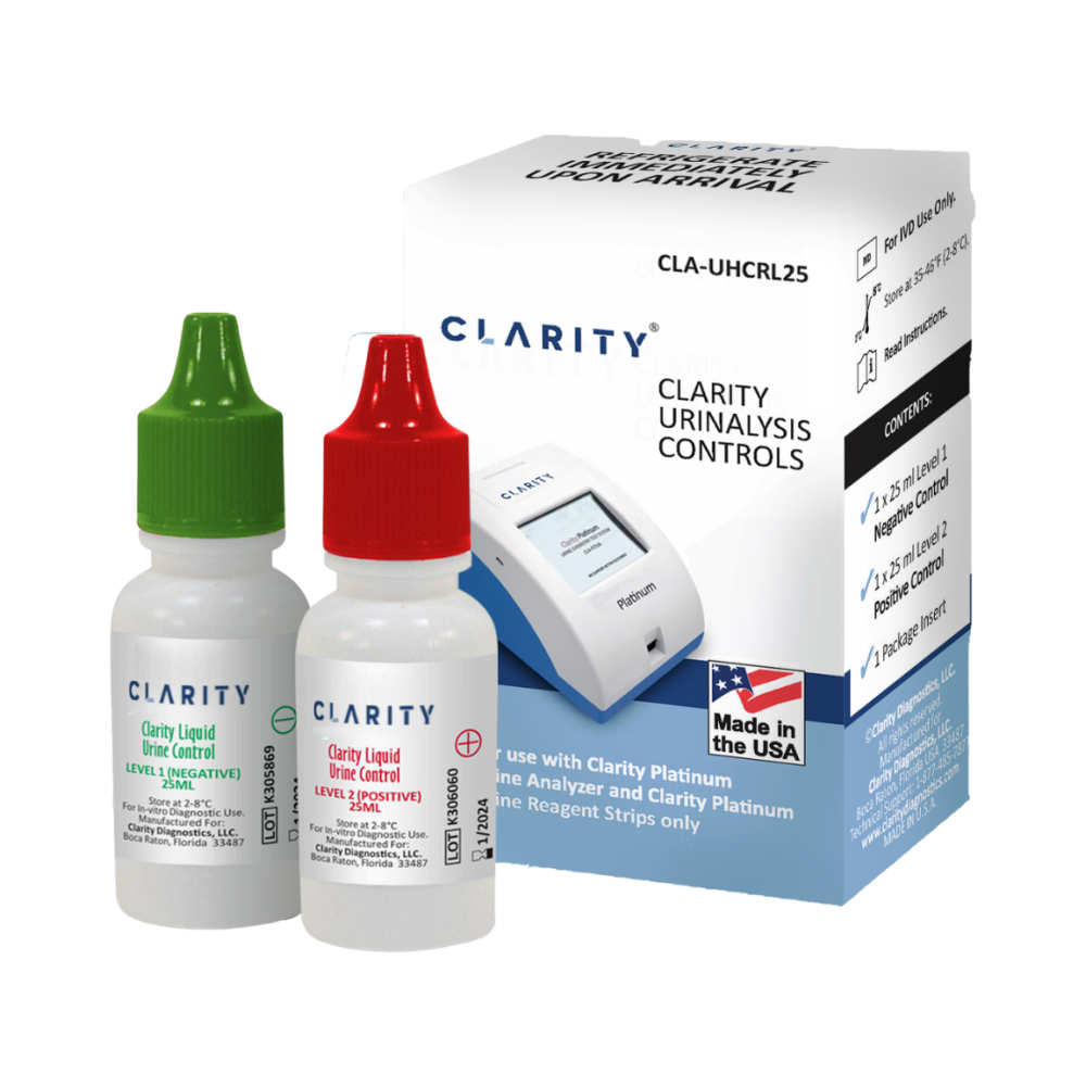 Clarity-CLA-UHCRL25 Platinum Urinalysis Controls, Level 1 Negative and Level 2 Positive, 25mL Each (1 set)