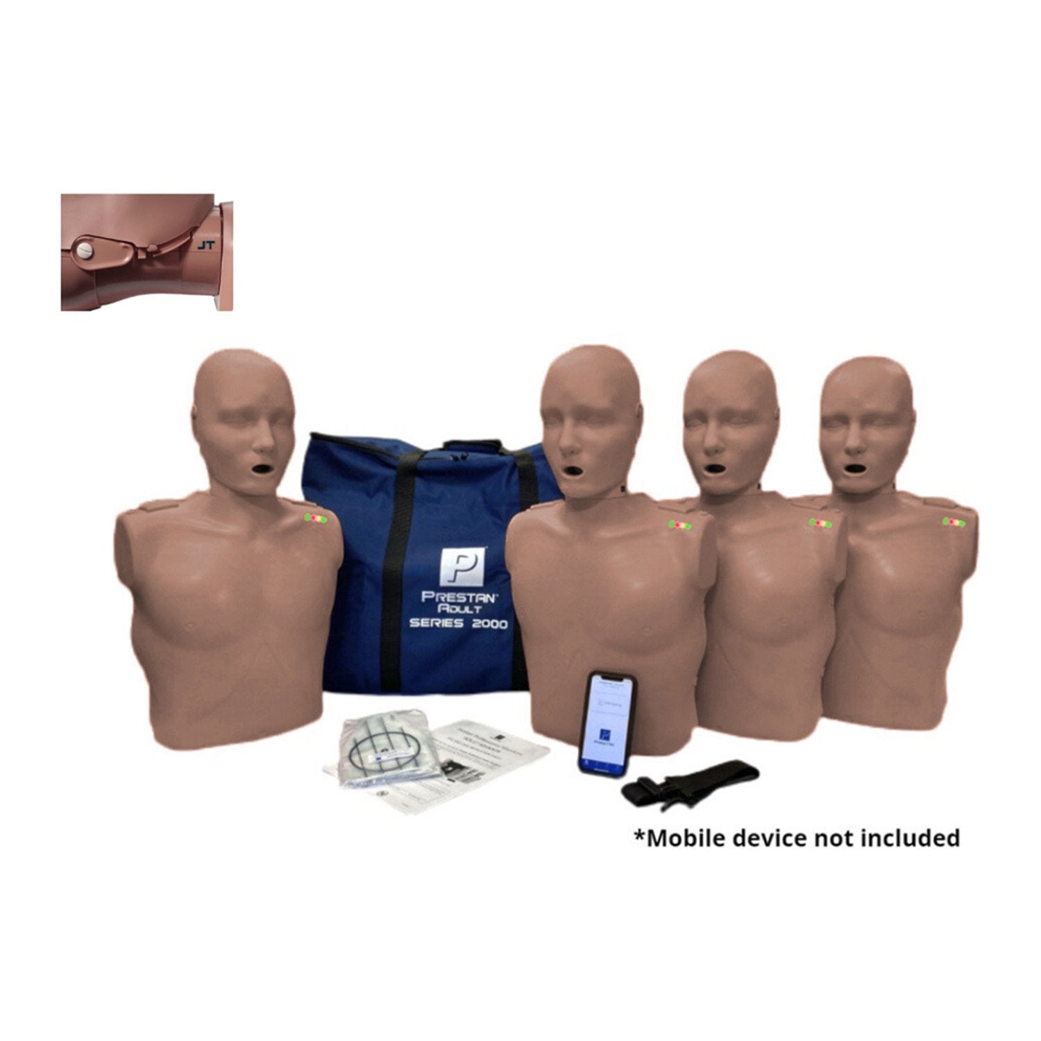 PRESTAN Professional Adult Series 2000 Jaw Thrust Manikin with Advanced CPR Feedback, 4-Pack