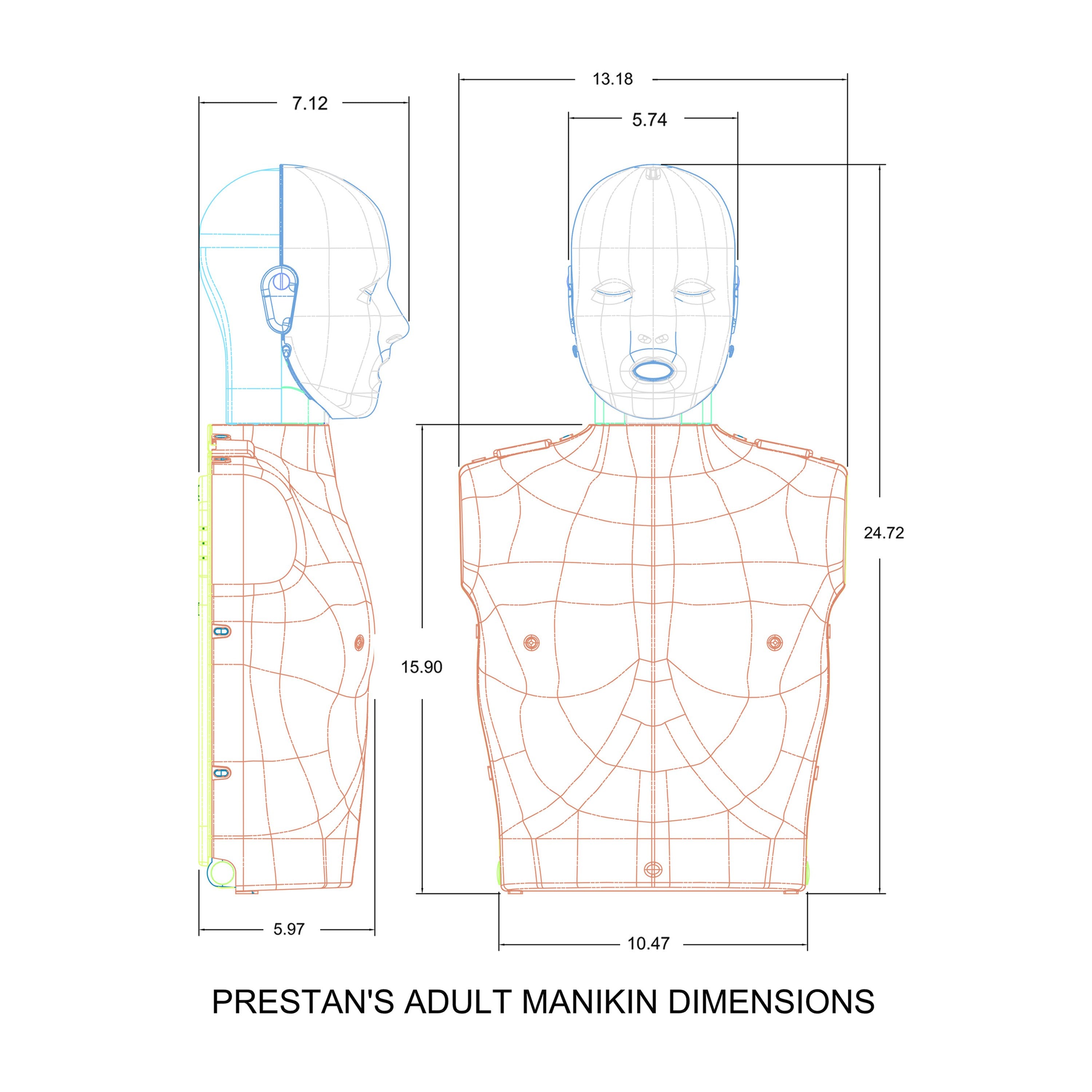 PRESTAN New Professional Instructor Kit with CPR Feedback, Dark Skin Tone