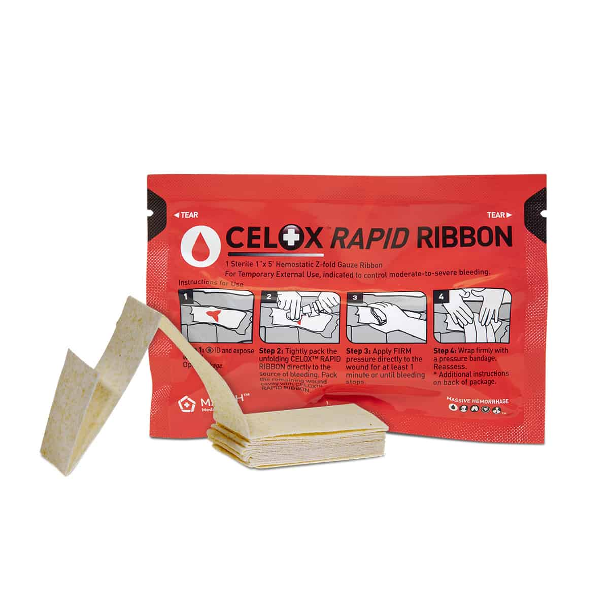 Safeguard Medical-30-223 Celox Rapid Ribbon, Z-Fold - 1" x 5', Each