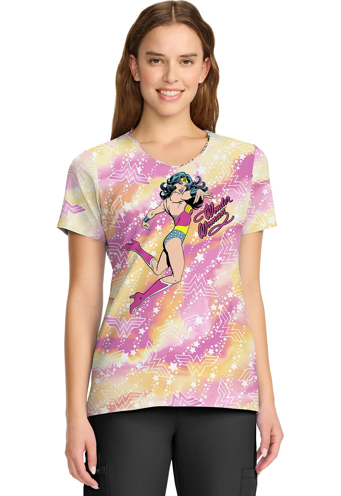 Tooniforms Women Print 2 Pocket V-Neck Scrub Top