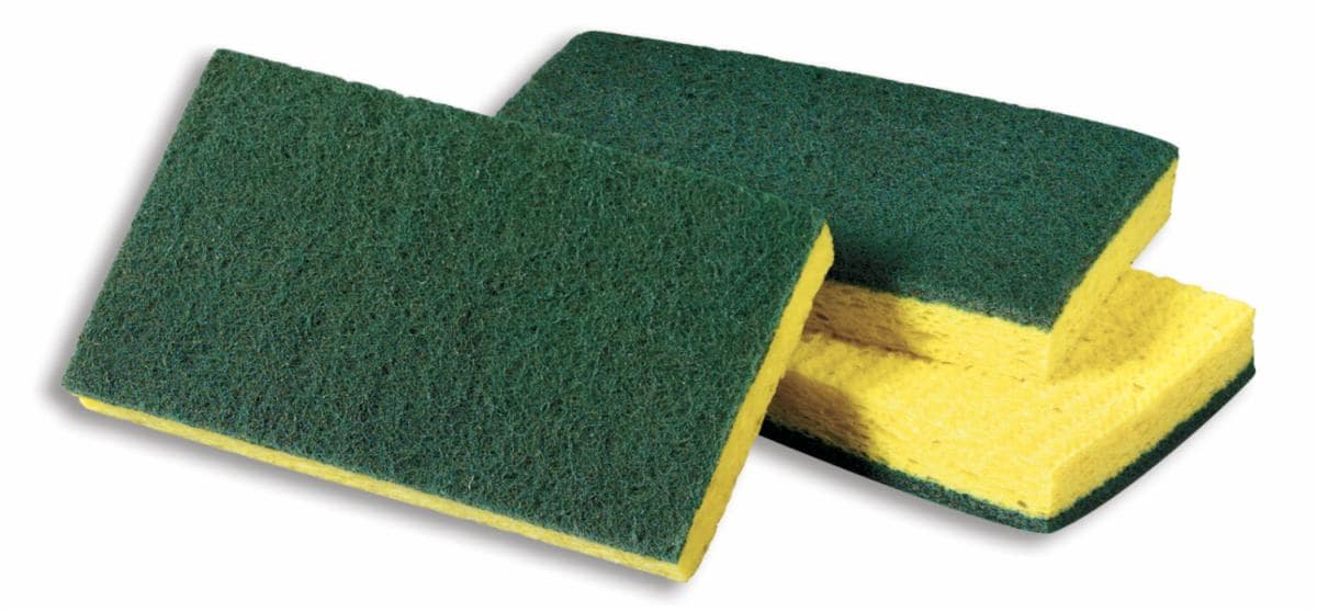 3M-74-Scotch-Brite™ Medium Duty Scrub Sponge, 6.1" x 3.6" x 0.7", Yellow/Green, 20/cs