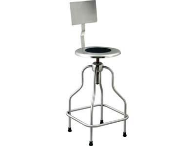 UMF MEDICAL-SS6700NC Stainless Steel Revolving stool w/back and ring foot rest, seat height 25"-31", Non-Corrosive Model
