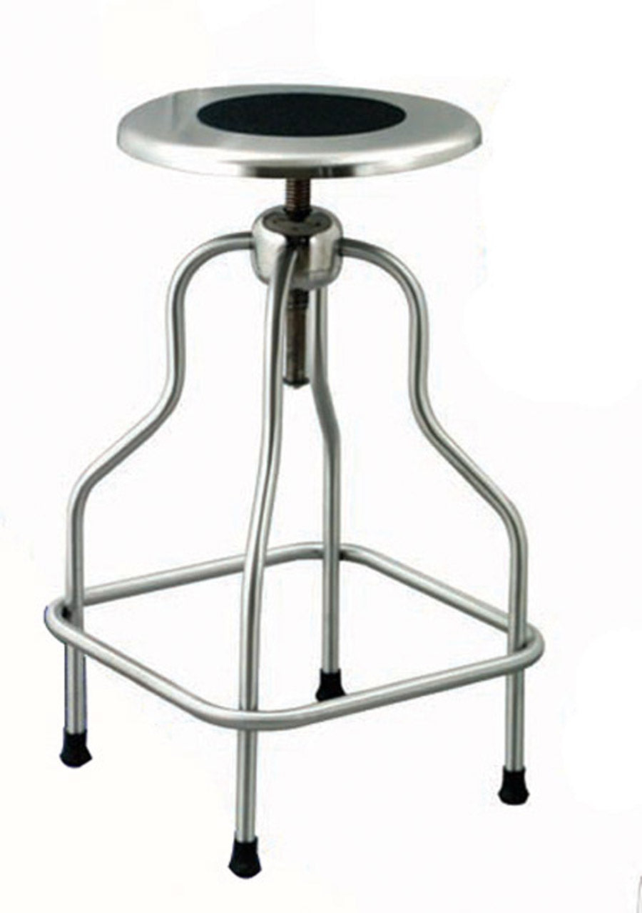 UMF MEDICAL-SS6701NC Stainless Steel Revolving stool w/ring foot rest and no back, seat height 25"-31", Non-Corrosive Model