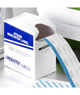 Crosstex-STL-250 – Indicator Label w/ operator and date, 0.75" x 1.25" (19 mm x 32 mm), 250/roll