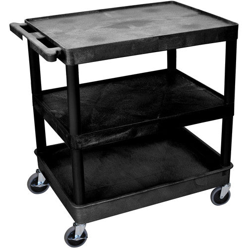 Luxor-TC221-B 32x24" Three Shelf Heavy Duty Utility Cart (Black)