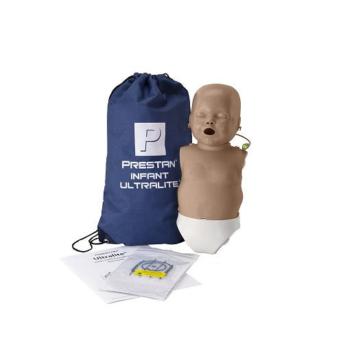 PRESTAN-PP-IULM-100M-DS Maniquí infantil Ultralite con retroalimentación de RCP, individual (piel oscura); incluye (1) maniquí infantil Ultralite completo, (10) protectores faciales/bolsas pulmonares para bebés, bolsa de transporte e instrucciones