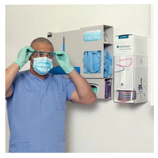 TIDI Products-9210A-100 LLC ASSEMBLE 'N GO™ 9210A-100 Eye Tower Dispenser, Assembled Eye Shields, Assorted Color Frames, Clear Lens, One Size, 4 Dispensers, 25/Dispenser, 100/cs , case