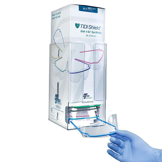 TIDI Products-9210A-100 LLC ASSEMBLE 'N GO™ 9210A-100 Eye Tower Dispenser, Assembled Eye Shields, Assorted Color Frames, Clear Lens, One Size, 4 Dispensers, 25/Dispenser, 100/cs , case