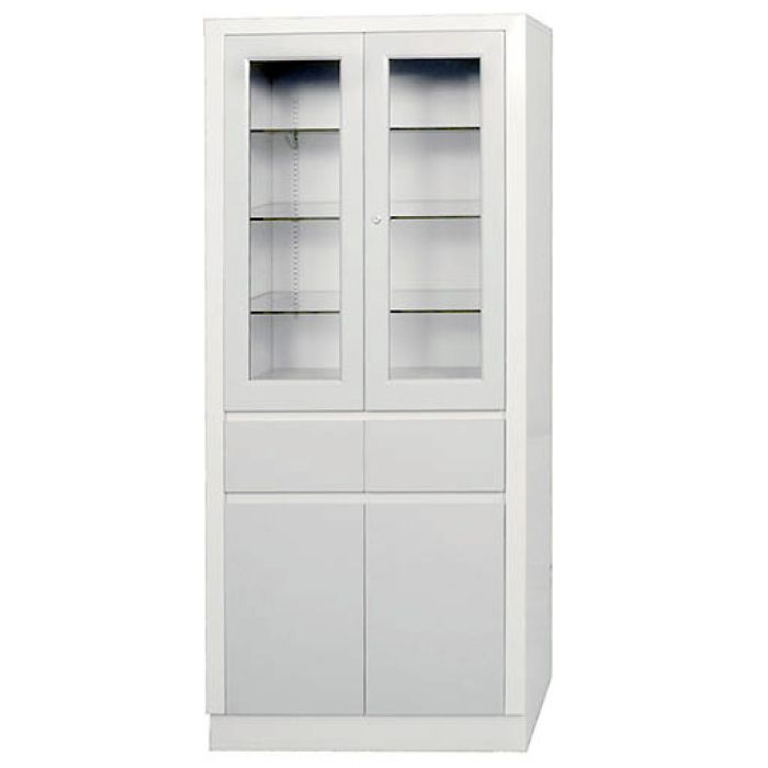 UMF MEDICAL-7142QW Storage & supply cabinet with upper section, 2 doors, 2 drawers, 31.5"W x 67"H x 15.5"D - QUIET WHITE