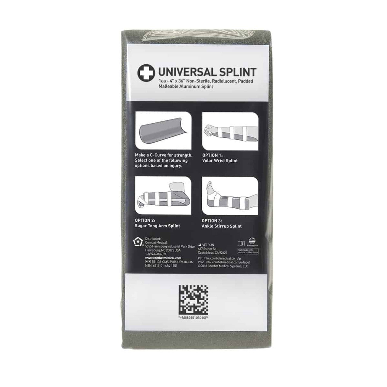 Safeguard Medical-55-103 Universal Splint - Olive Drab (Flat)
