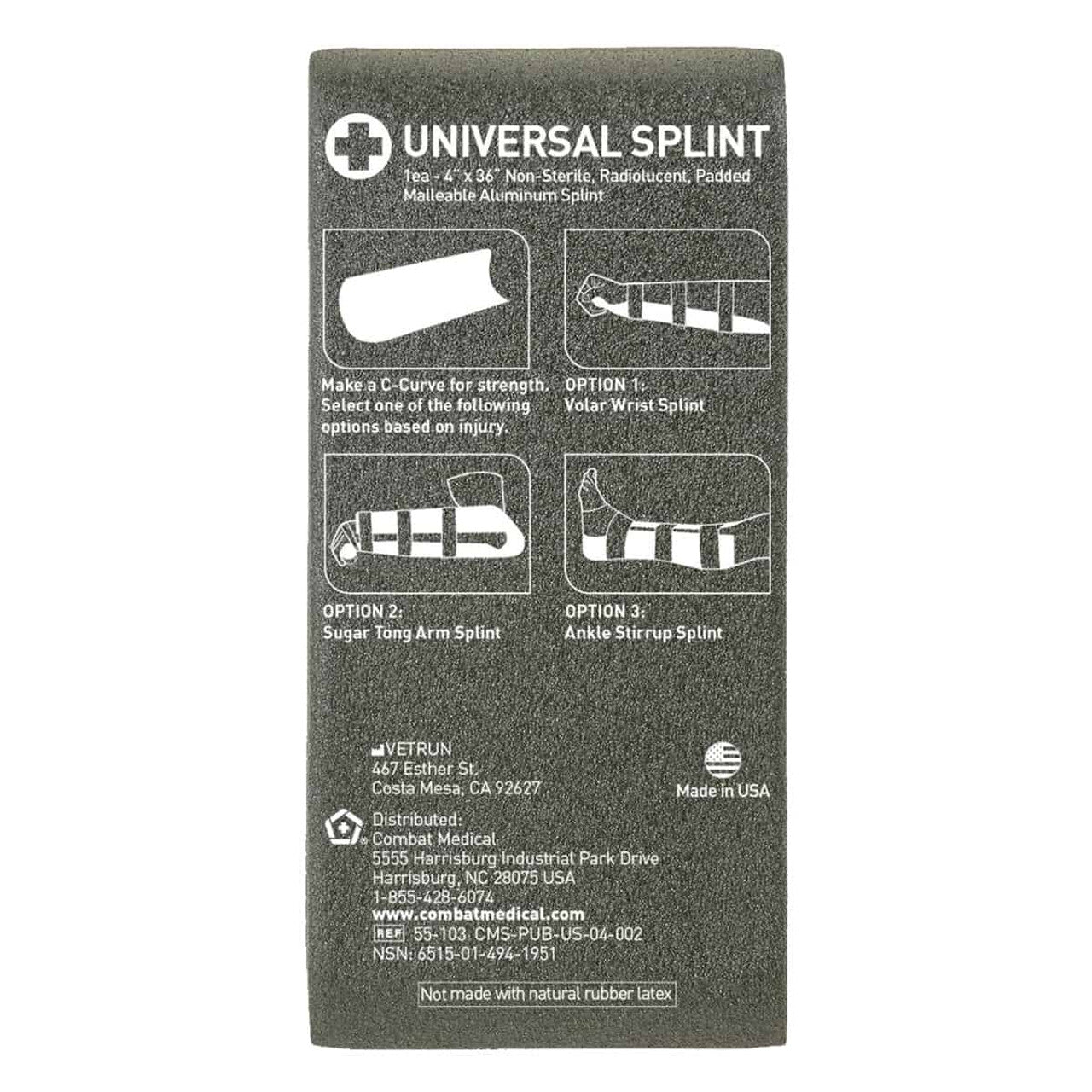 Safeguard Medical-55-103 Universal Splint - Olive Drab (Flat)
