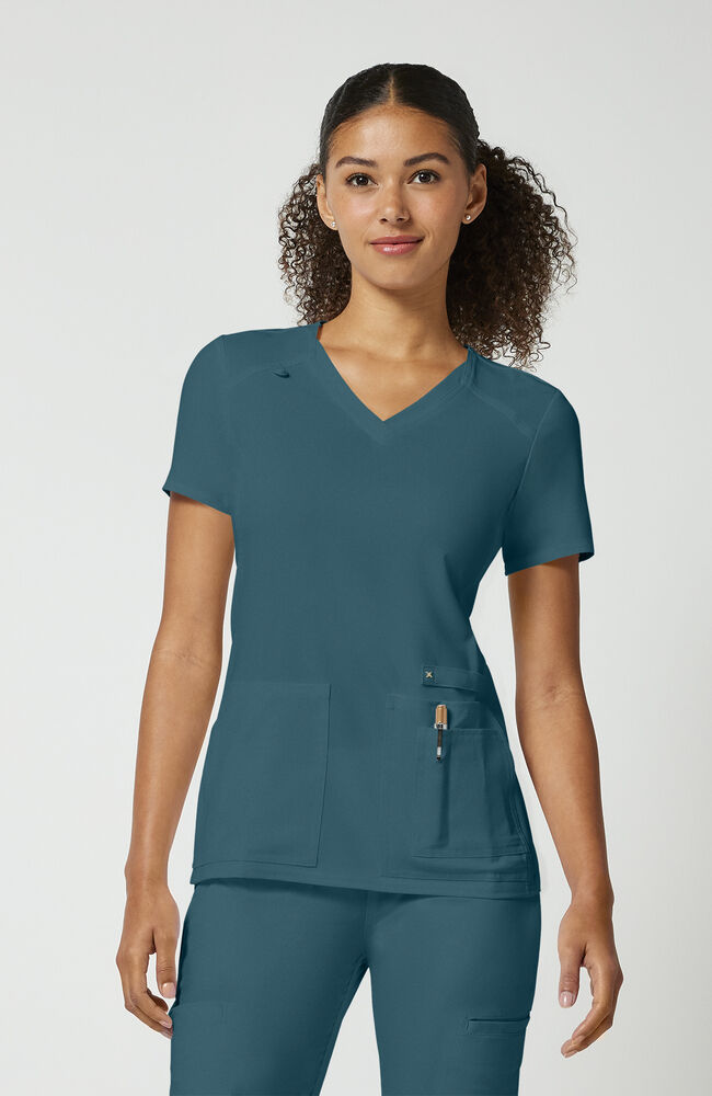 Cherokee Medical iFlex Women's V-Neck Knit Panel Solid Scrub Top