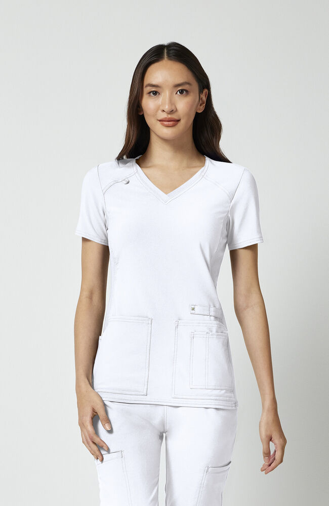 Cherokee Medical iFlex Women's V-Neck Knit Panel Solid Scrub Top