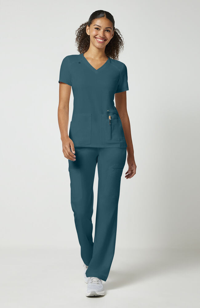 Cherokee Medical iFlex Women's V-Neck Knit Panel Solid Scrub Top