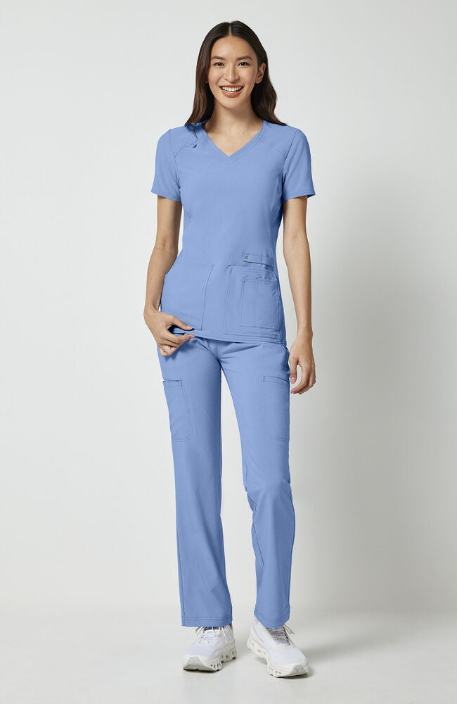 Cherokee Medical iFlex Women's V-Neck Knit Panel Solid Scrub Top