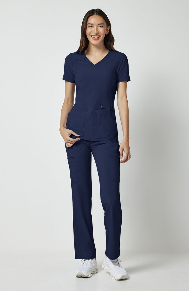 Cherokee Medical iFlex Women's V-Neck Knit Panel Solid Scrub Top