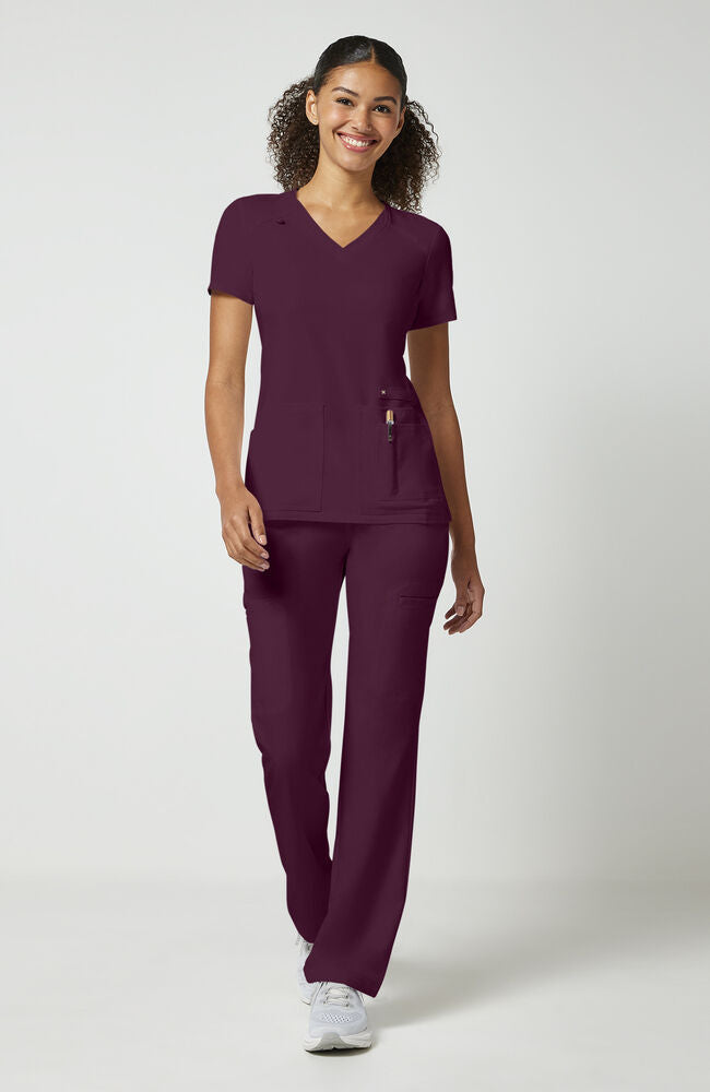 Cherokee Medical iFlex Women's V-Neck Knit Panel Solid Scrub Top