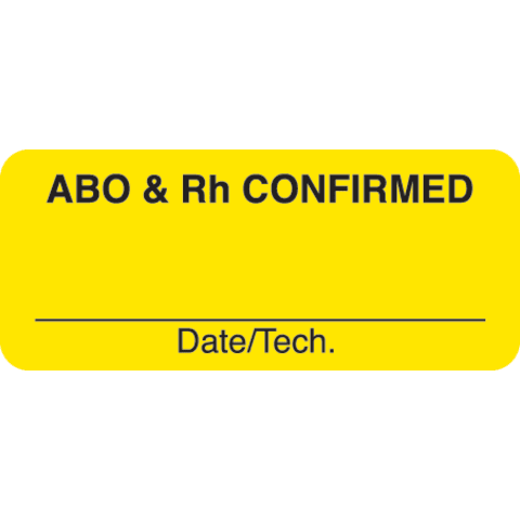 Marketlab-0339 Blood Bank Labels, ABO/RH Confirmed Labels • Yellow, 1000/pk
