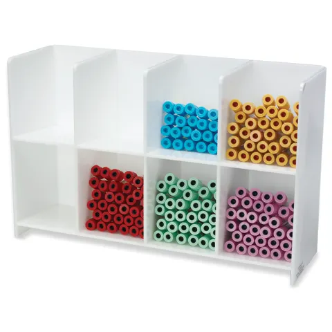 Marketlab-0393 White 8-Compartment Tube Organizer • 17"W x 5.25"D x 10.625"H, 1/ea