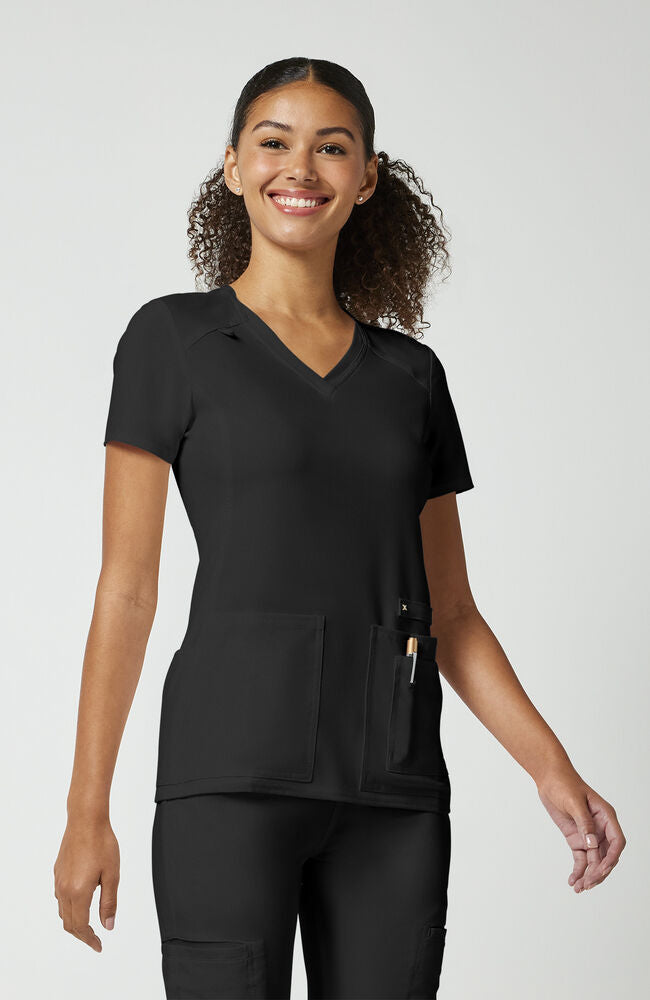 Cherokee Medical iFlex Women's V-Neck Knit Panel Solid Scrub Top