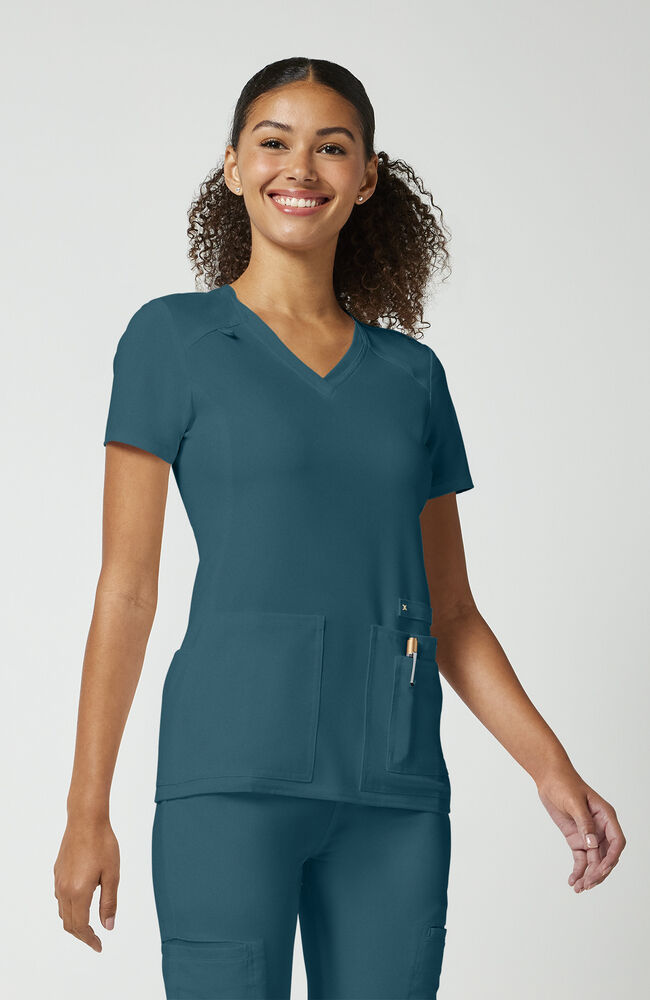 Cherokee Medical iFlex Women's V-Neck Knit Panel Solid Scrub Top