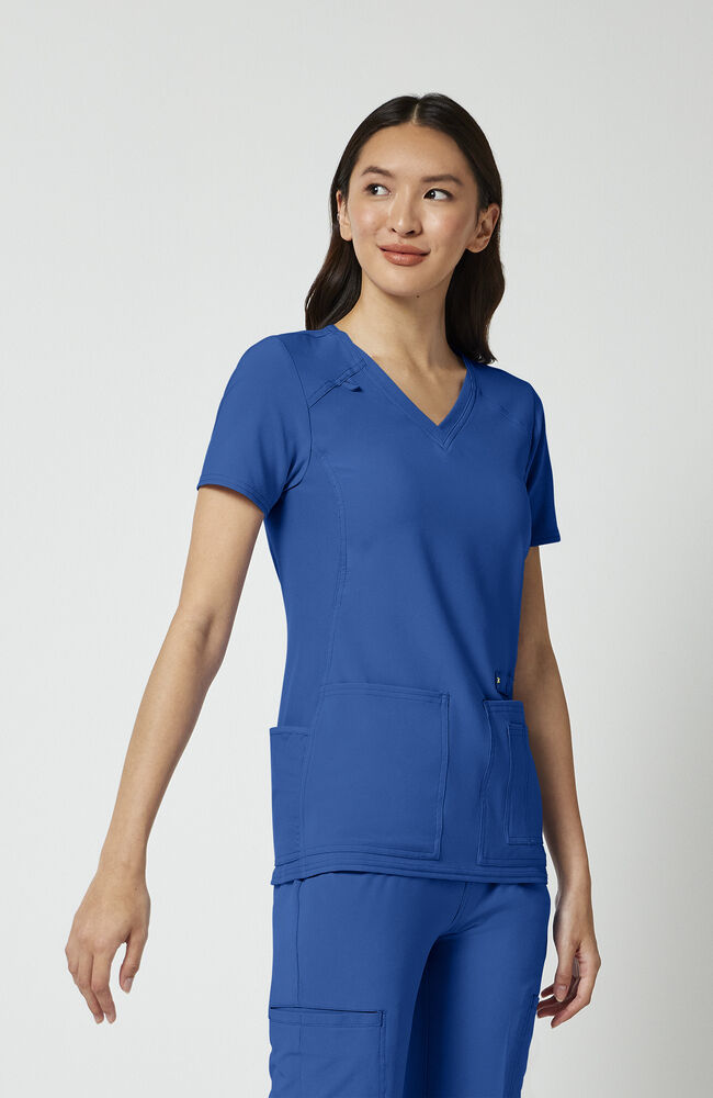 Cherokee Medical iFlex Women's V-Neck Knit Panel Solid Scrub Top