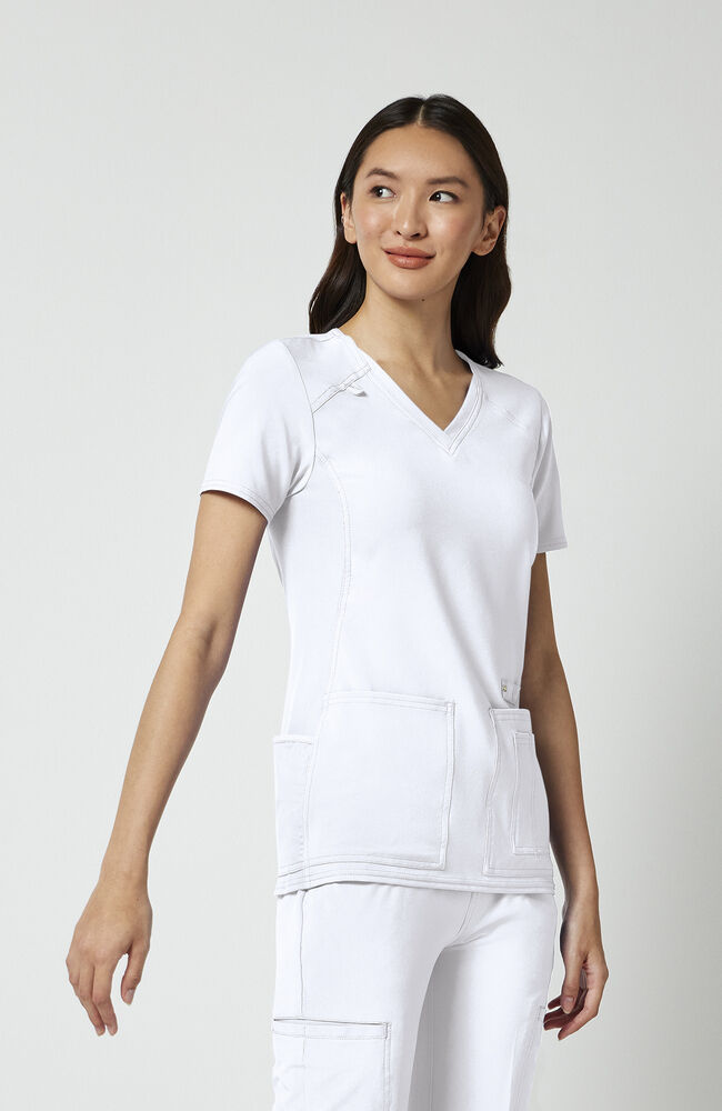 Cherokee Medical iFlex Women's V-Neck Knit Panel Solid Scrub Top