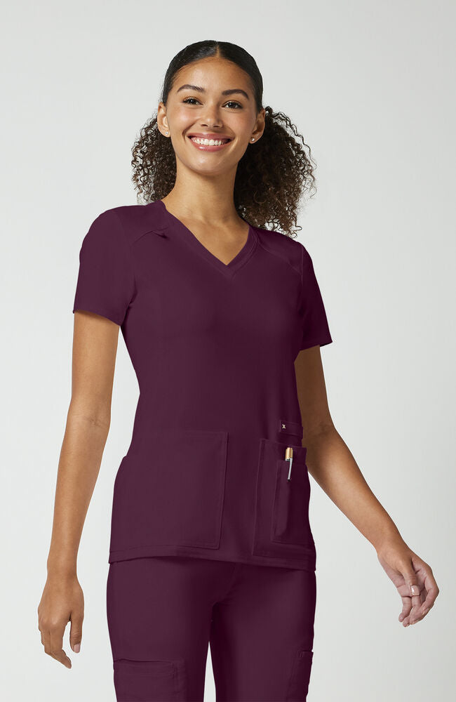 Cherokee Medical iFlex Women's V-Neck Knit Panel Solid Scrub Top