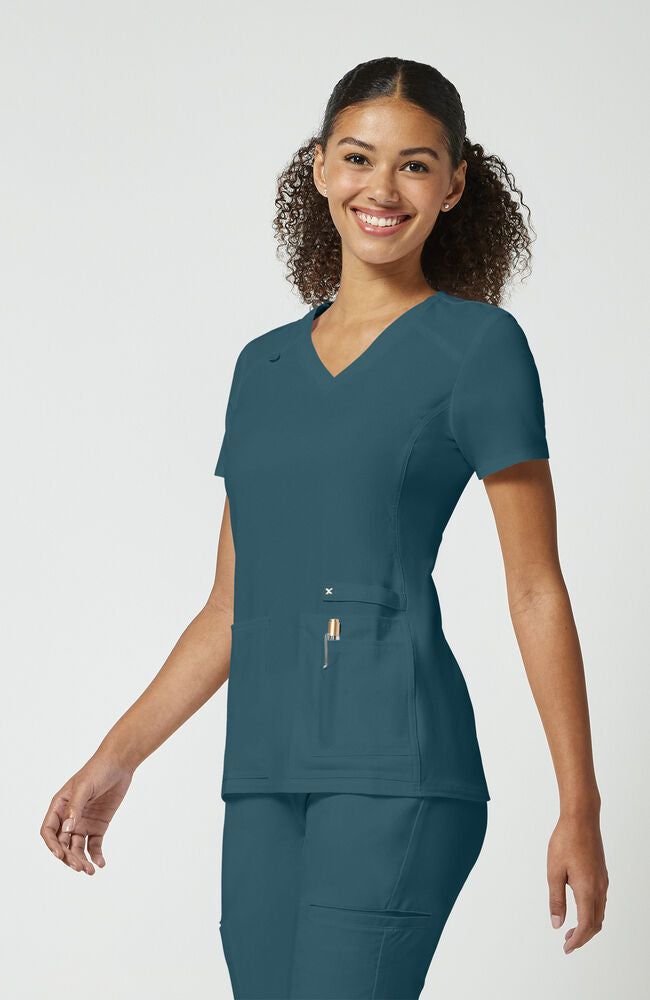 Cherokee Medical iFlex Women's V-Neck Knit Panel Solid Scrub Top
